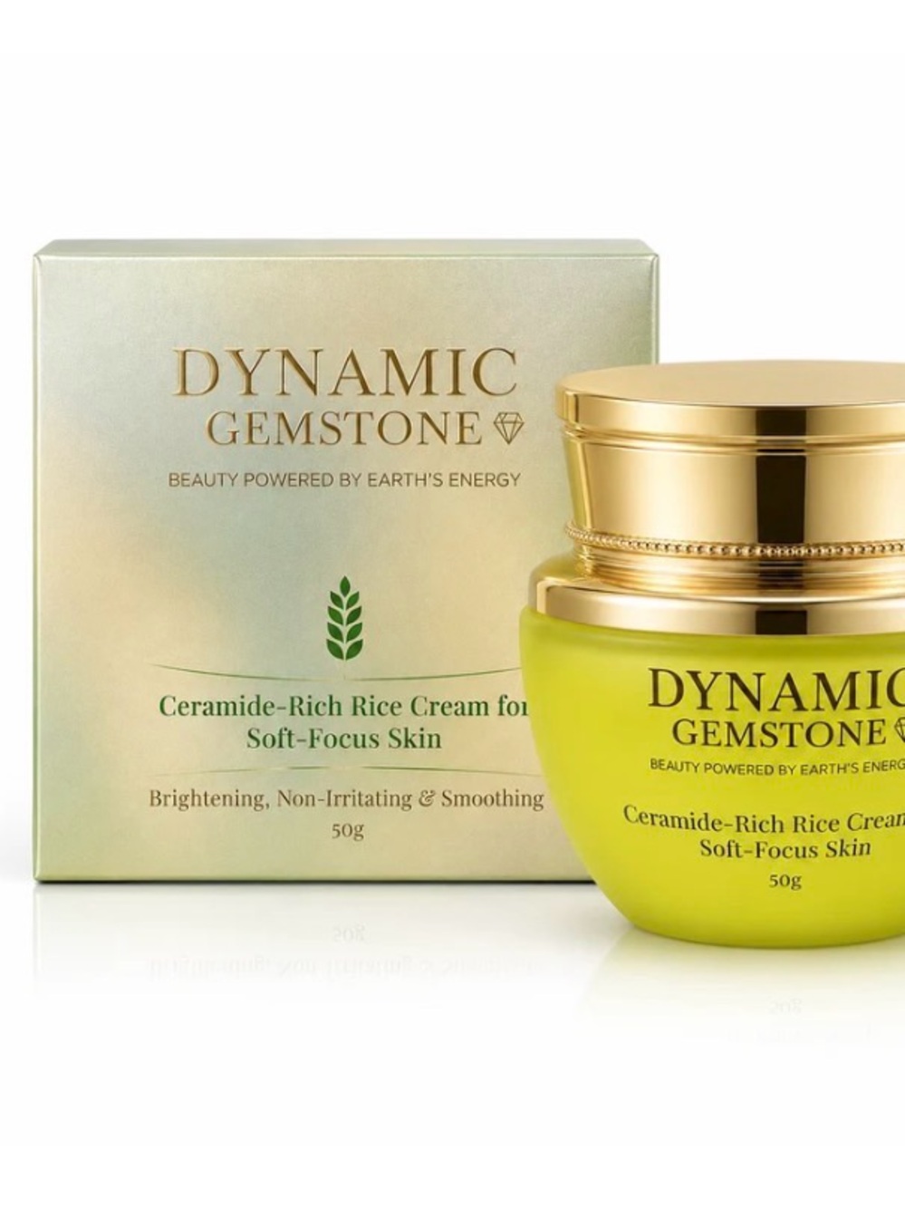 Dynamic Gemstone Ceramide-Rich Rice Cream for Soft-Focus Skin — Green